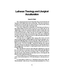 Lutheran Theology and Liturgical Acculturation
